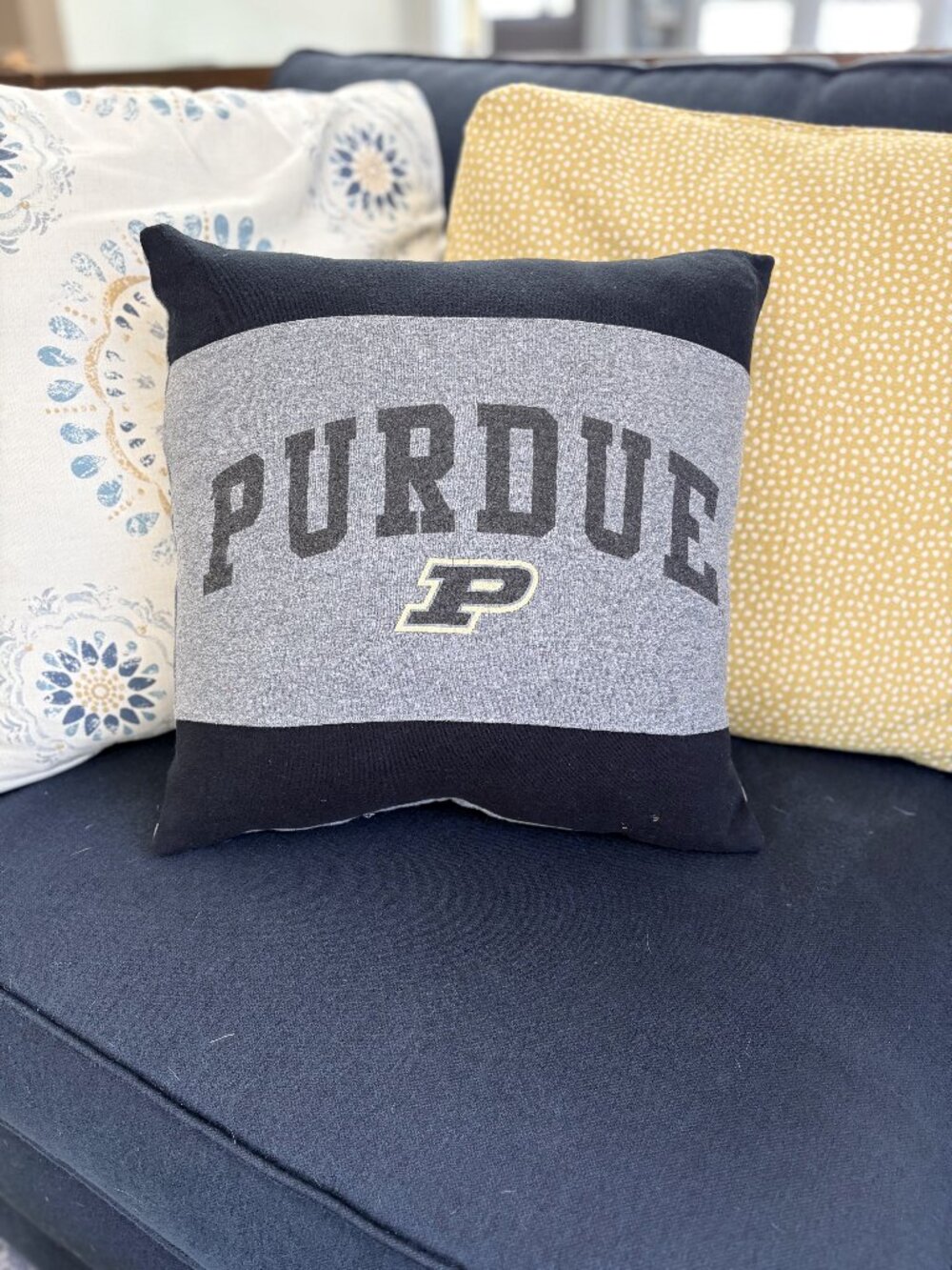 Purdue University Boilermakers reworked t-shirt throw pillow cover dorm decor